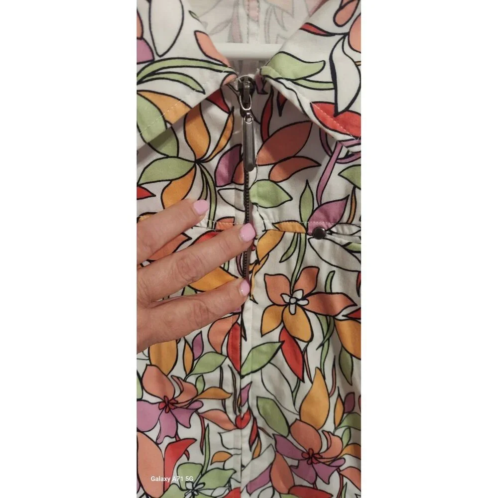 CJ Banks Paisley Flowered‎ Jacket. Size M Zipper Womens Stretch Dress Fashion